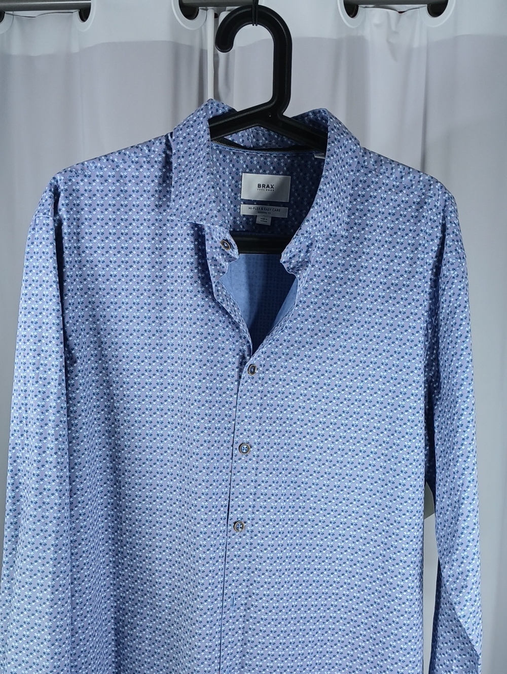 Brax Mens Light Blue and pink Micro-Print Button-Down cotton Shirt